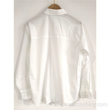 Camicia bianca pura con colletto in piedi per donna